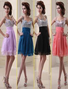 2019 in stock chiffon prom prom dresses homecoming dresses sexy Spaghetti seveless requins party party the line knee teneguure dres3565226