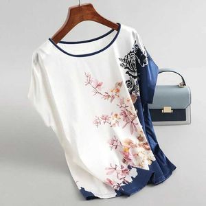 Camisas femininas camisas de verão pullover feminino camisa de chiffon retro impressão casual escravo curto feminino top y240426