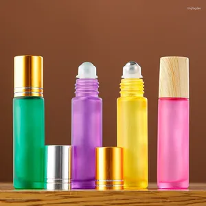 Storage Bottles YUXI Color Perfume Sealed Oil Bottle Glass Bead Lip Ball Wood Grain Cover