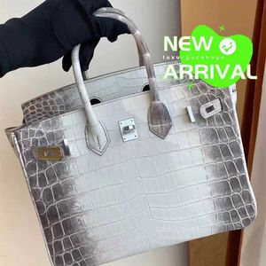 Totes Bag 10a Crocodile Handmade äkta läder importerade xinglong pi himalayan vit platina väska kvinnors väska handväska 25 handgjorda väska wn-1zl3