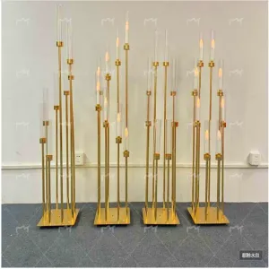 Candele 4/5/10 pezzi 8 teste in metallo Candelabra Candele Holders Road Table Centrotavola Gold Candelabrum Stand Candlestick Wedding