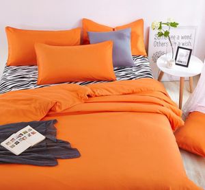 Algodão novo Conjuntos de roupas de cama de algodão Zebra e travesseiro de capa de colcha de laranja duvamente suave e confortável rei rainha fu8000543