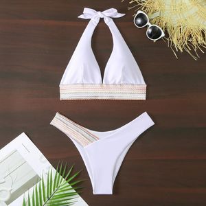 Swimwear femminile sexy bikini 2024 da donna bandage bandage white femmina perizoma set di bikini che nuota per bagno bibichini brasiliani brasiliani