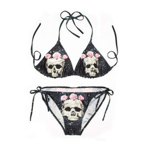 Women's Swimsuit 3D Skull Starry Sky Printed Bikini Swimsuit Women's Split Body Swimsuit