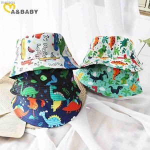 Caps Hats Ma baby 2-6Y Summer Panama Baby Boys and Girls Hat Cartoon Dinosaur Fisherman Sun Hat Outdoor HatL240429