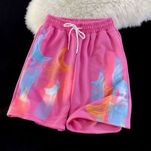 Fashion Brand Colorful Moon Printed Casual Shorts for Men Women in Summer, Loose Fitting Couple, womens summer dresses