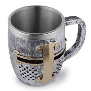 Mughe MEDIEVAL KNIGHT BEER BEER CUPS Acciaio inossidabile e tazze di caffè in resina tazze d'acqua Drink estive Gifts Gilli di Halloween J240428