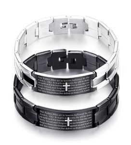 Bangle Holy Bible Men Bracelet Black Stainless Steel Watch Strap Silvering Plating Jewelry Gift For Women6562813