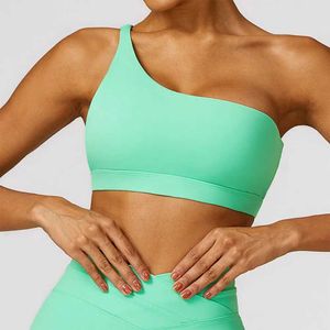 Bras Sexy Sports Bra High Stretch Comfy Affy One-Shoulder Roupa Mulheres Fitness Gym Top Women Women Running Push Up Clothing Y240426