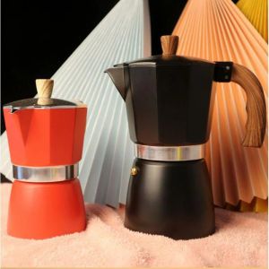 Zestawy 300 ml 6 Podstawa aluminium moka, garnek do kawy espresso, selfService Home Outdoor Cafe Tool Sier Red Black