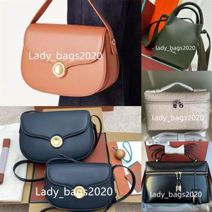 Loro Bag Ghiera Bolsa de designer Bolsa de sela L19 Lunch Box L27 Metal Ring Buckle Genuine Leather Holder ombro Crossbody LP19 Bolsa Bolsa Bolsa Momente Bolsa de Compras