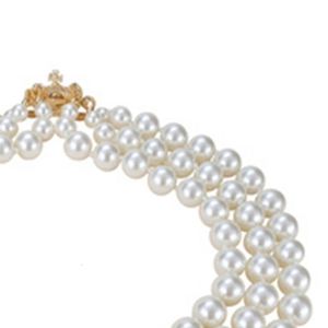 Tre lager High Gloss Pearl Rhinestone Stone Necklace ClaVicle Chain Retro Necklace Bridal Wedding Jewelry Accessories Gift 240429