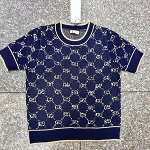 デザイナー女性Tシャツトレンドクラシックヨーロッパとアメリカのトップ刺繍編み生地快適な人気のTシャツアジアサイズ