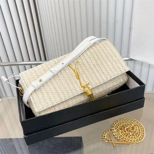 Yüksek kaliteli rafias örgü altın püskül çanta lüks el çantası erkek yaz omuz baget tasarımcı crossbody çanta cüzdan bayanlar saman debriyaj seyahat satchel tote çanta