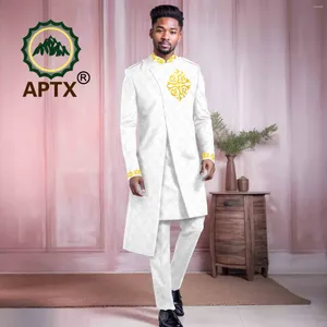 Men's Tracksuits African Men Clothes 3-Piece Sets Long Sleeve Blazer Coat Shirt Pants Bazin Riche Party Wedding Clothing 2416021