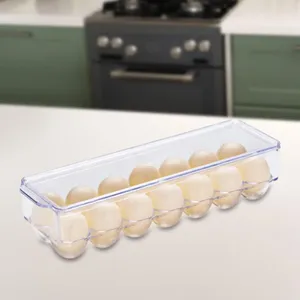 Förvaringsflaskor äggbehållare för kylskåp 14 äggbricka med lock arrangör bin kök hem kylskåp organisation