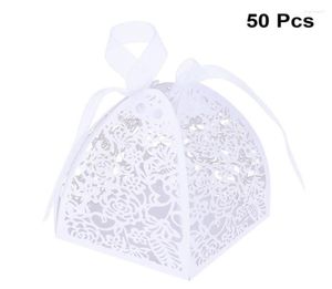 Gift Wrap 50st Laser Cut Flower Wedding Candy Box For Guest Favors and Presents Christmas Födelsedag4721235
