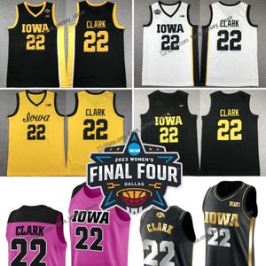 Anpassad 22 Caitlin Clark Jersey Iowa Hawkeyes kvinnor college baskettröjor män barn damer svart vit gul 2024