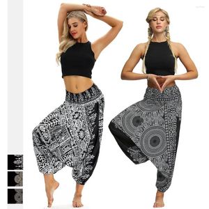 Calça feminina cair tornozelo de tornozelo de balão de algodão algodão boho hippie harém casusal Meditação de palazzo de grandes dimensões