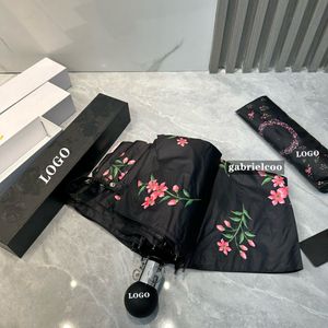 Designer Automatico ombrello Protezione da sole Snow Protezione Black Black Black Black Blass Classic Letter Flower Stampa ombrello portatile a tre volte con scatola regalo