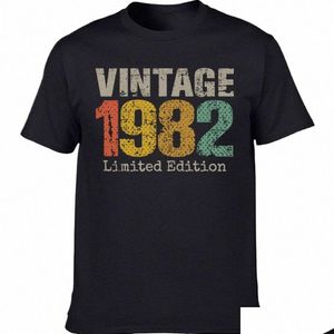 Herren lässige Shirts Vintage 41. Geburtstag 41 Jahre Retro 1982 Limited Editi T-Shirt T-Shirt Ehefrau Hemd Streetwear Kurzarm Dhiug