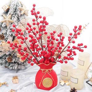 Dried Flowers Artificial Berry Long Branch Fake Plants Vase For Flowers Christmas Wedding Party Home Room New Years 2024 Decoration Navidad