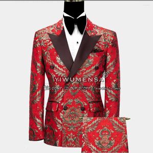 Ternos masculinos do Royal Floral Men Office Business Blazer Blazer Double Basted Groom Wedding Tuxedos Custom Made 2 Pieces Moment Mody Dress