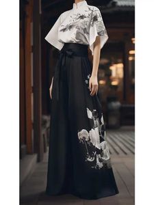 Ethnic Clothing Chinese Traditional Hanfu Short Skirt Suit Womens Daily Mamianqun Suit Thin Summer Elegant and Sweet Set