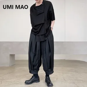 Herrenhose Umi Mao Yamamoto Pant Persönlichkeit Faltenbalken Mund Binden Sie dunkle Trend neun Punkte Frauen Pantalones Hombre