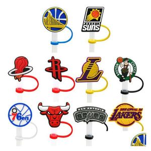 Dricker Straws Creative Cartoon Sile St Cap Sts Toppers Dust Plug Basketball Charms Accessores Wholesale Drop Delivery Home Garden DHF68