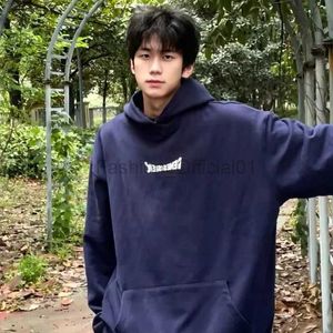 Erkek Hoodies Sweatshirts Giysileri Erkekler İçin Harf yok Sweatshirt Hoodies Hoodied S Y2K Vintage Mavi Bir Parça Kış Basit Pamuk Emo Street Giyim D240429