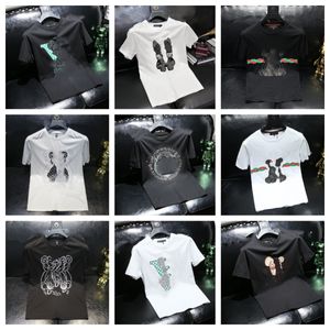 디자이너 남자와 여자 만화 베어 곰 편지 짧은팔 티셔츠 남자 여름 새로운 순수 면화 패션 한국 버전 티셔츠