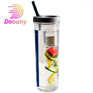 Vattenflaskor Deouny 700 ml Sweet Straw Bottle Fruit Tea inbyggd filterkopp Portabel för Office Beverage Outdoor