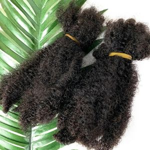 Afro Kinky Curly Locks Hair Microlocs Peli di massa intrecciati umani per intrecciare le trecce all'uncinetto a doppia scatola disegnate 4C 240423