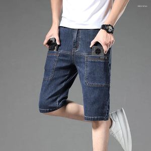 Erkekler Kot Tasarım Moda Çok Cocket İnce Denim Şort Erkekler Düz Streç Bermuda Günlük Kısa Pantolon Erkek Marka