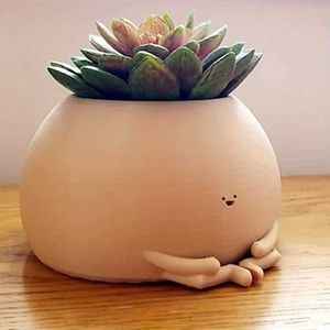 Planters Pots Fun yoga pot cute plants and happy face girl flower indoor juicy gardening supplies hanging home decoration Q240429