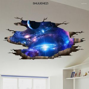 Wall Stickers SHIJUEHEZI Universe Galaxy 3D PVC Material Decals Modern DIY Home Decor For Kids Rooms Ceiling Decoration