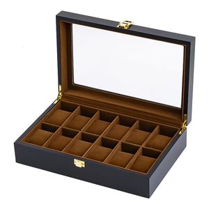 Handmade Wood Watch Box 61012 Grids Watches Display Case Jewelry Holder Storage Organizer for Watch Holding 240426