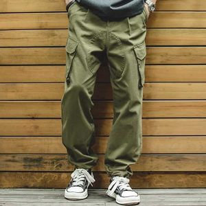 Men's Pants Maden Retro Tactical Military Conical Mens Pants 100% Cotton Wide Cargo Pants Casual Large Pocket Trousers Street Clothing J240429