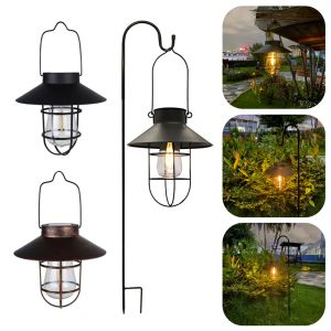 Decorations Solar Lantern Lamp Outdoor Hanging Tent Lamp Waterproof Vintage Metal Solar Lights with Tungsten Bulb for Patio Garden Decor