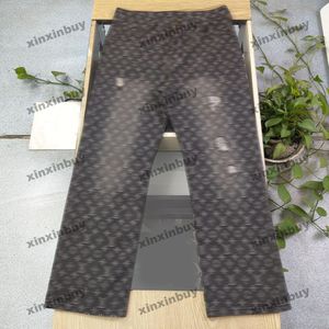 Xinxinbuy Mężczyźni Kobiety projektantki Pant Pocket Lady Haft haft tylny liter Jacquard tkanin dżins