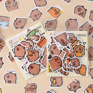 Gift Wrap 100pcs Cartoon Capybara Stickers Decoration DIY Phone Notebook Suitcase Laptop Fridge Decals Kids Toys