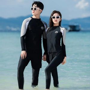 Frauen Badebekleidung 2024 Koreanische Langhülle Rash Guards Paare Multi -Stücke Badeanzug Patchwork Reißverschluss Badeanzüge Surfing Hose