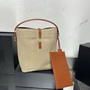 Sommerstrohschaufel Bag Designer für Frauen One Griff Luxushandtasche mit kleinem Geldbeutel Weave Mesh Strand Einkaufstaschen Cowide Leder Griff Urlaub Fashion Umhängetasche