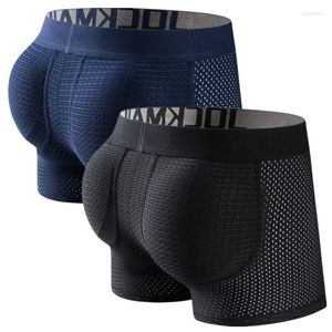 Underpants Mesh imbottito biancheria intima sexy Silk ghiaccio morbido trasparente Bulult Boxer briefs