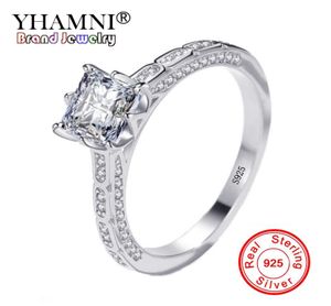 Yhamni Original 100 Solid 925 Sterling Silver Princess Ring Fashion Frillive Cubic Zircon Wedding Rings for Women xjz2126859087