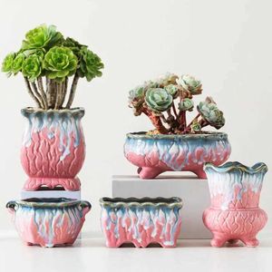 Planters POTS Creative Glass Flower Potts Fleshy Plants Bonsai Green Breattable Vases Desktop Decoration Home and Garden Q240429