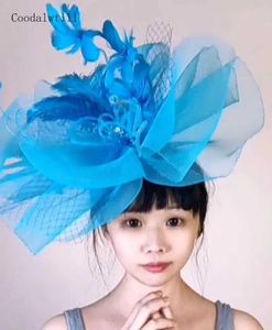 Wide Brim Hats Bucket Hats Women Real Fascinator Hat Wedding Bride Headwear Hair Clip Formal Dress Big Fascinator Hair Accessories Church Cocktail Fedora Y240426