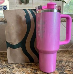 US STOCK Winter Cosmo Pink Quencher H2.0 40oz Stainless Steel Tumblers Cups with Silicone handle Lid And Straw Car mugs Water Bottles 0130