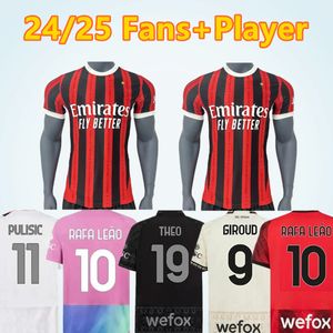 23 24 25 AC M Milans Giroud Soccer Jerseys Pulisic Theo Tonali Reijnders Shirt Romagnoli Rafa Leao S.Castillejo Reijnders